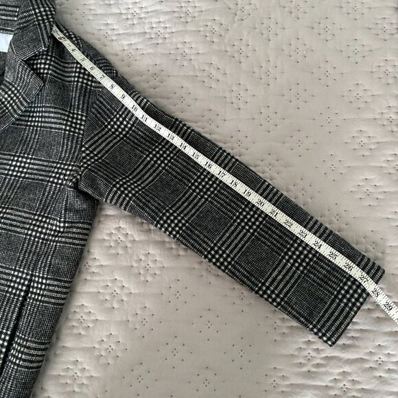 Oak + Fort Black and White Wool Blend Plaid Coat XS - Picture 14 of 14